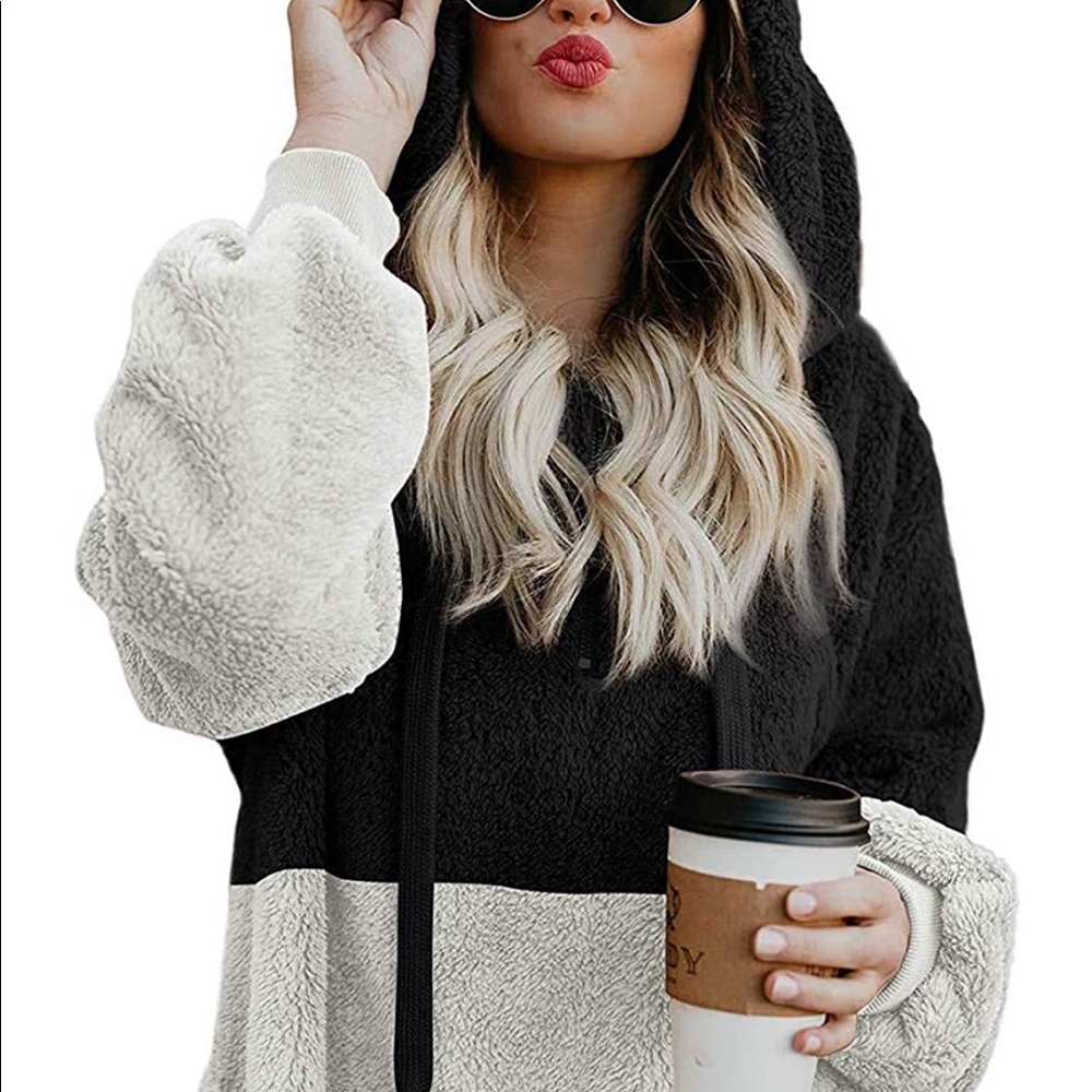 Womens Fuzzy Fleece Sherpa Hoodie Pullover Zip